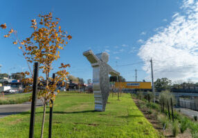 A picture of the Aeroplane art installation at Bayswater Train Station